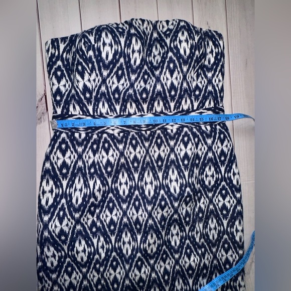 Banana Republic Blue & White Strapless Sheath Dress Size 16 Lined Formal Dressy - Picture 7 of 12